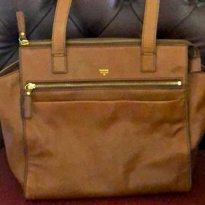 Brown leather Fossil handbag